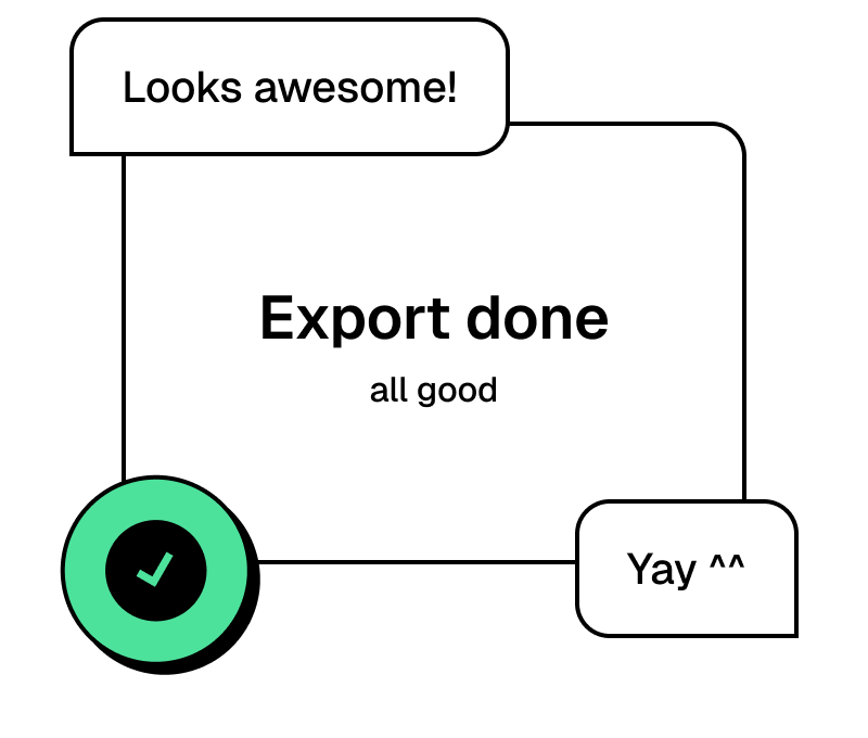 Successful design export with no icon issues – Pictomate icons ready for dev handoff with peace of mind